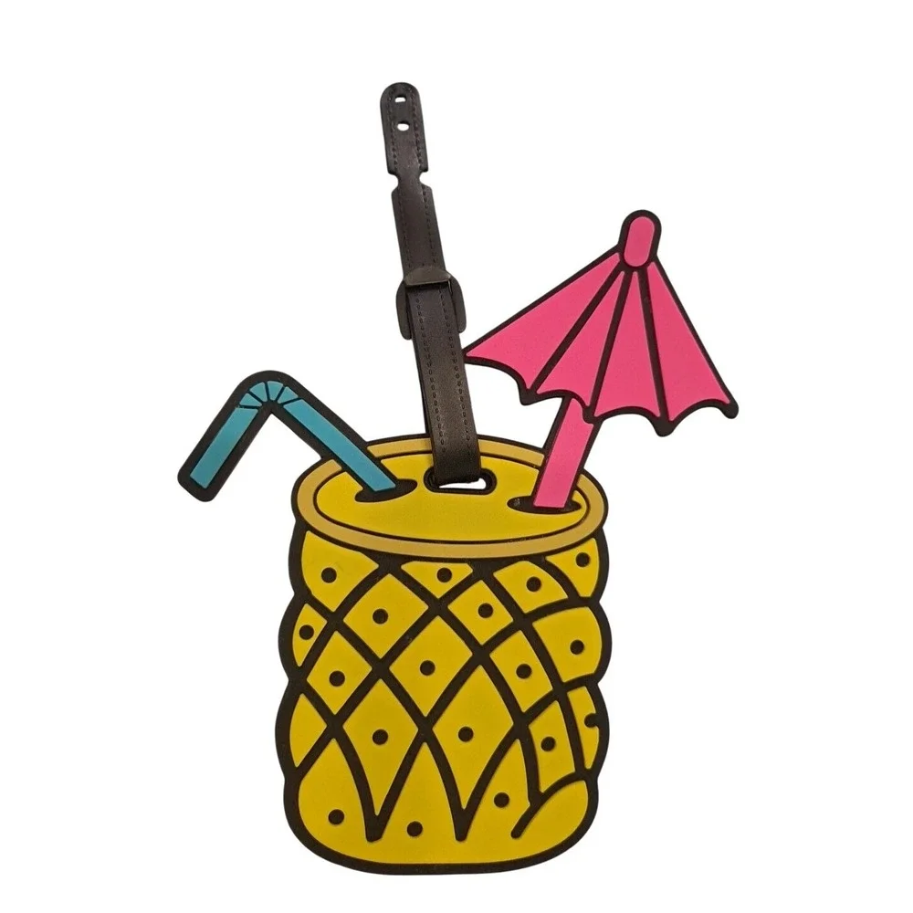 Pineapple Umbrella Drink PVC Travel Baggage‎ Backpack Suitcase Luggage Tag